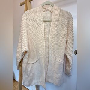 SHEIN Cream Open-Front Cardigan with Pockets
